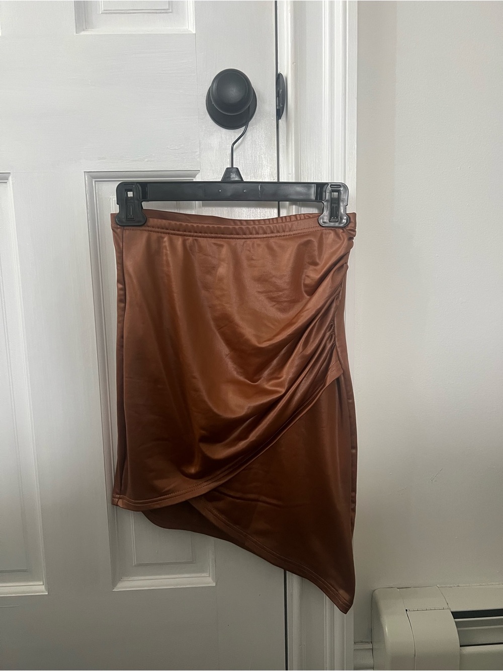 Brown Satin Asymmetric Skirt